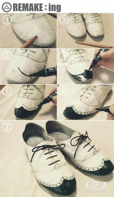 白色旧鞋子手绘改造DIY图解教程