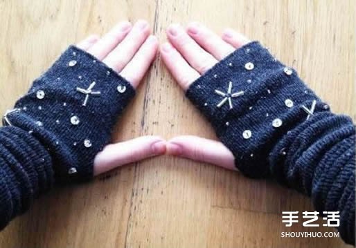 长款棉袜简单手工改造DIY手套的方法图解教程