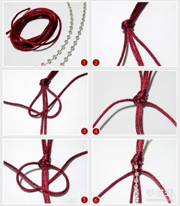 流苏花纹红绳手链编法 大气红绳手链编织图解