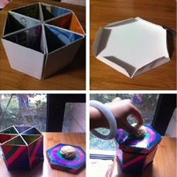 废卡利用做六角形收纳罐的方法图解教程