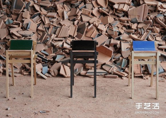 废弃的瓦片废物利用制作精美舒适的凳子