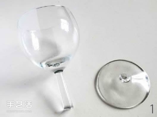 坏掉的高脚玻璃杯DIY手工制作玻璃罩的方法