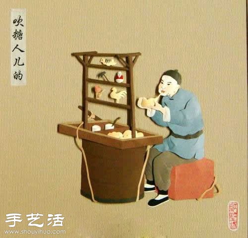 以老北京“吆喝”为题材DIY的纸雕作品