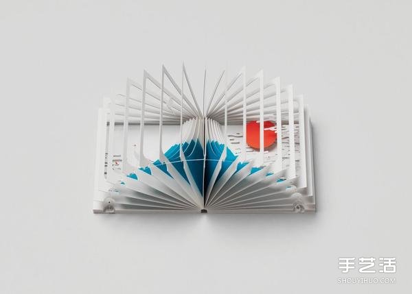 纸雕艺术：壮丽富士山缩小成迷你立体书