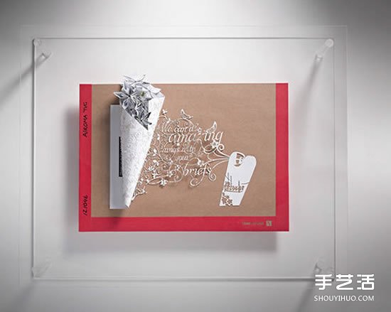 精美纸雕画作品图片 创作出翻倒的伏特加酒瓶