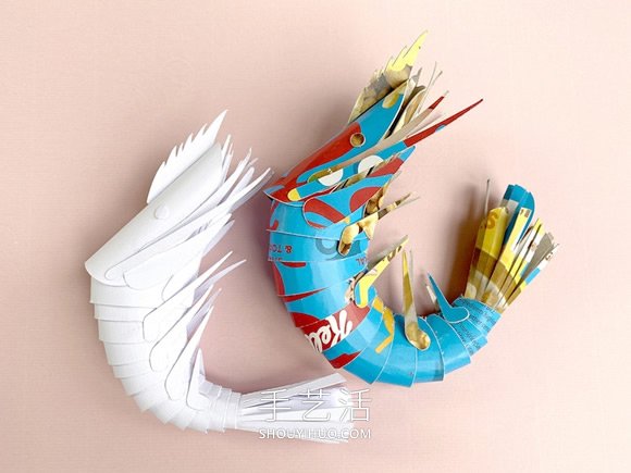 艺术家分享免费模板，帮助大家制作纸虾模型