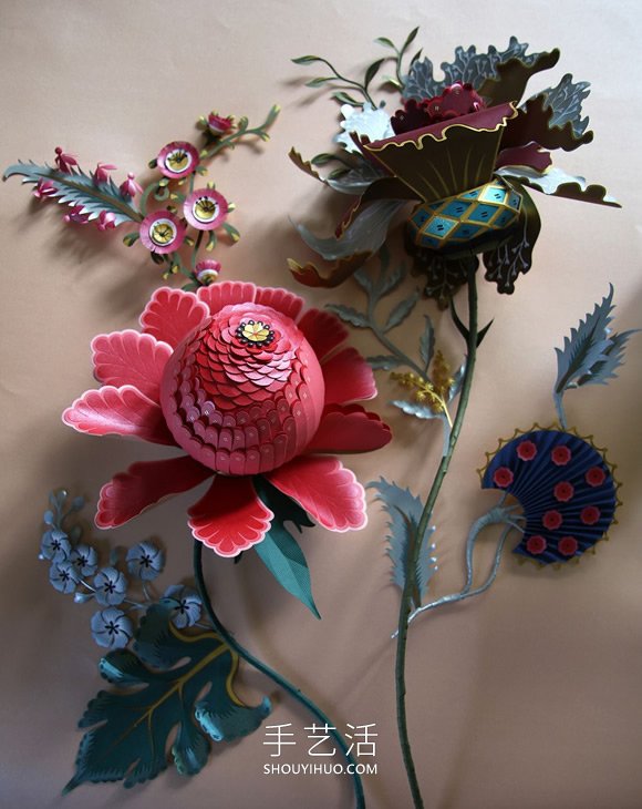 纸雕艺术家打造如宝石般的手工3D纸花卉