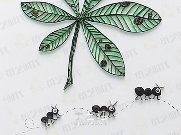 树叶和蚂蚁！简单又有趣的衍纸画DIY教程
