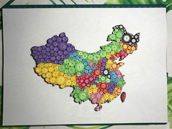 衍纸手工制作中国地图装饰品的做法教程