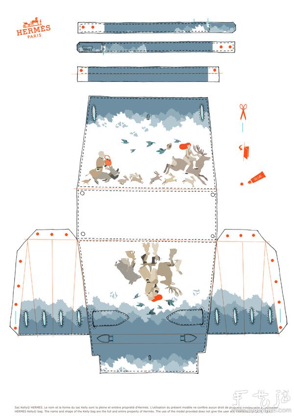 手工剪纸制作爱马仕包包的方法