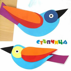 儿童剪纸贴画小鸟图片 幼儿园手工纸贴画鸟