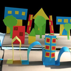 幼儿剪纸城市的做法 简单卡纸城市手工制作