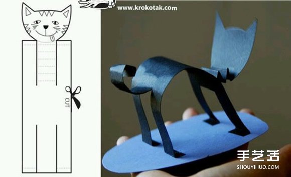 幼儿立体猫咪的做法 简单剪纸制作站立猫咪