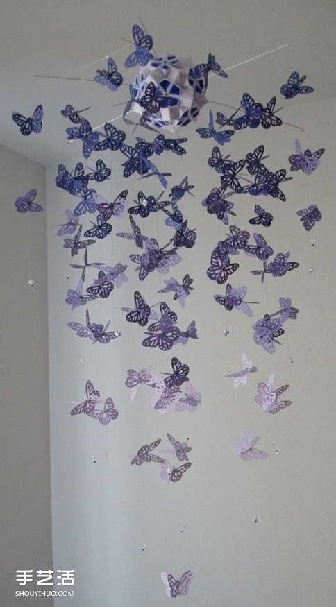 剪纸蝴蝶的创意 粘贴到墙壁或灯罩等都很漂亮