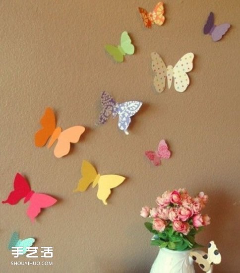 剪纸蝴蝶的创意 粘贴到墙壁或灯罩等都很漂亮