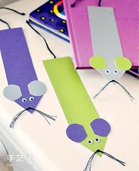 幼儿老鼠书签的做法 卡纸小老鼠书签手工制作