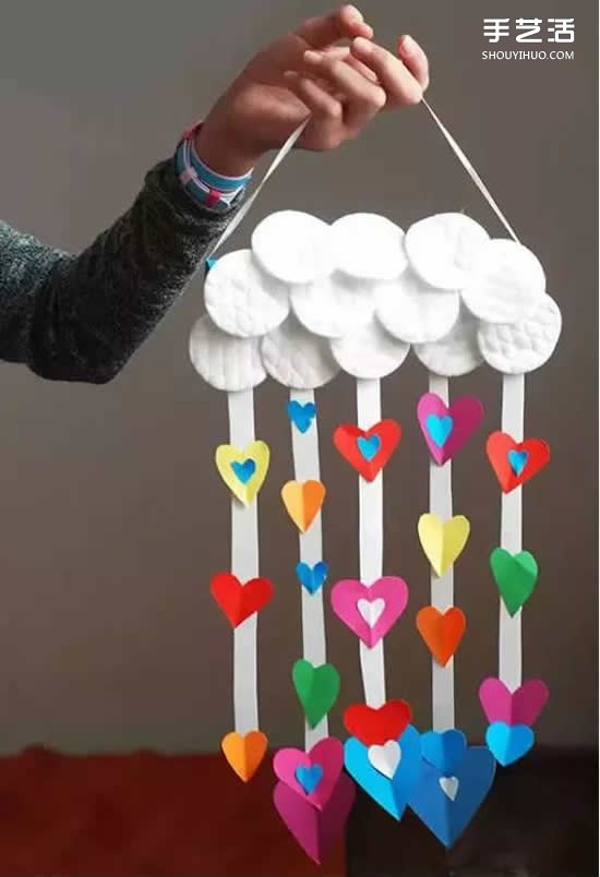 DIY爱心雨风铃制作方法 可爱纸风铃的做法图解