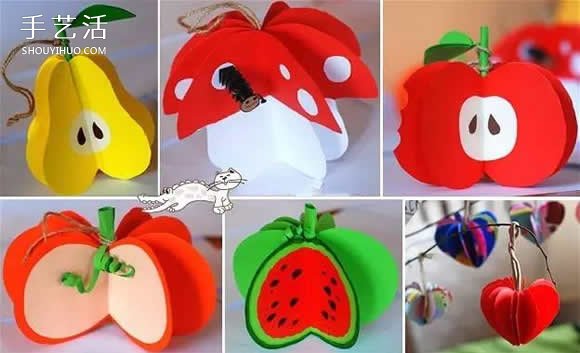 幼儿卡纸水果手工制作 立体水果挂饰DIY方法