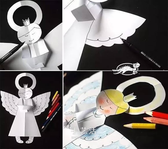可爱天使挂饰剪纸方法 幼儿园天使小手工制作