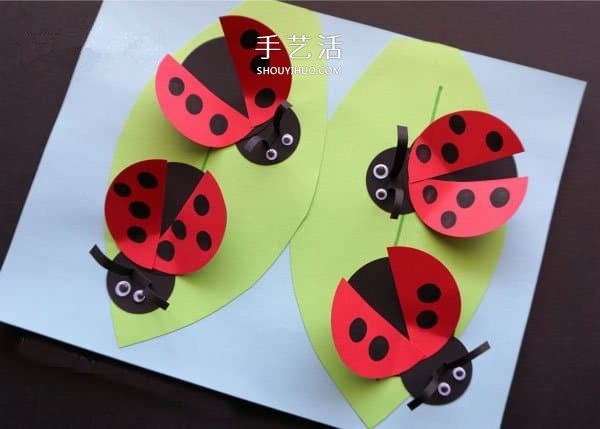 幼儿园卡纸手工制作七星瓢虫的方法图解