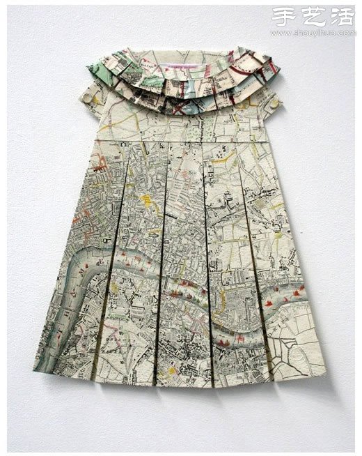 创意折纸DIY：地图折纸漂亮连衣裙 