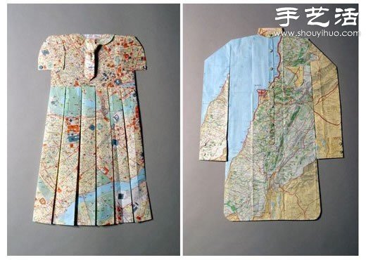 创意折纸DIY：地图折纸漂亮连衣裙 