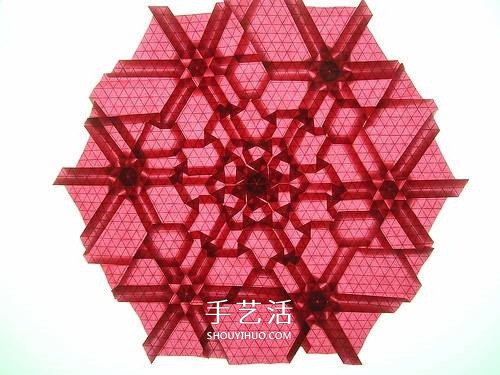 漂亮的平面折纸艺术 精美平面纸花的折法图解