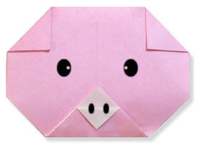 粉红色小猪手工折纸方法