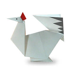 幼儿折纸大公鸡图解 简单公鸡的折法教程
