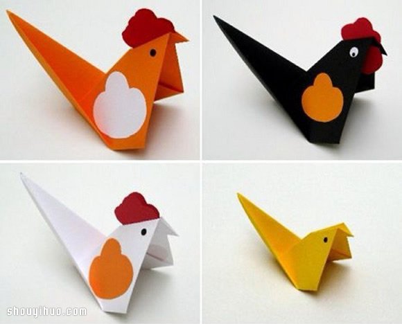 折纸小公鸡 可爱立体小公鸡的折法图解教程