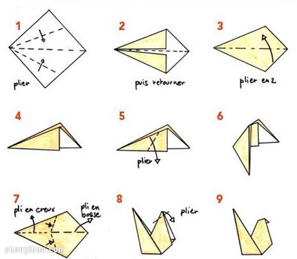 折纸小公鸡 可爱立体小公鸡的折法图解教程