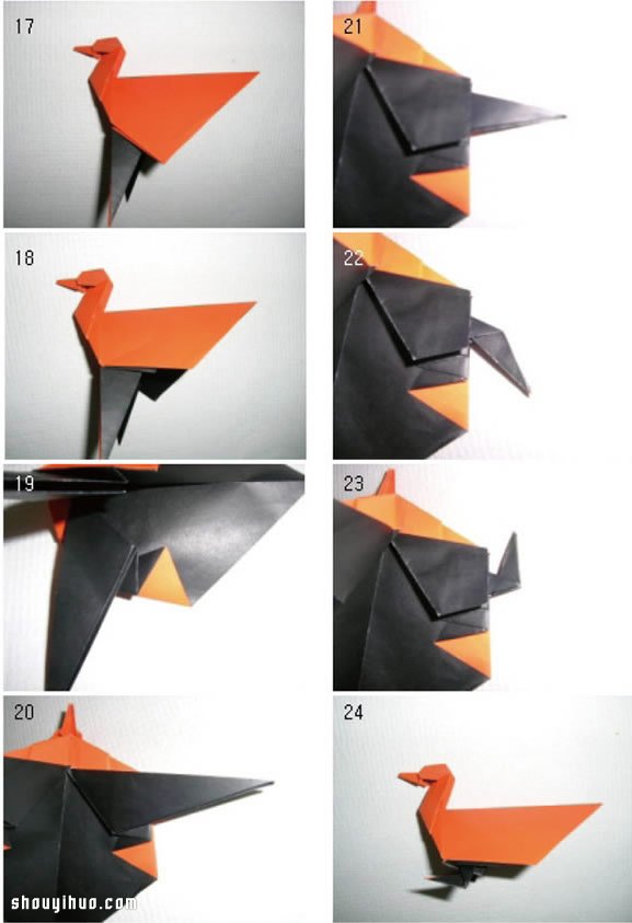 鸭子的折法图解 手工折纸立体鸭子教程