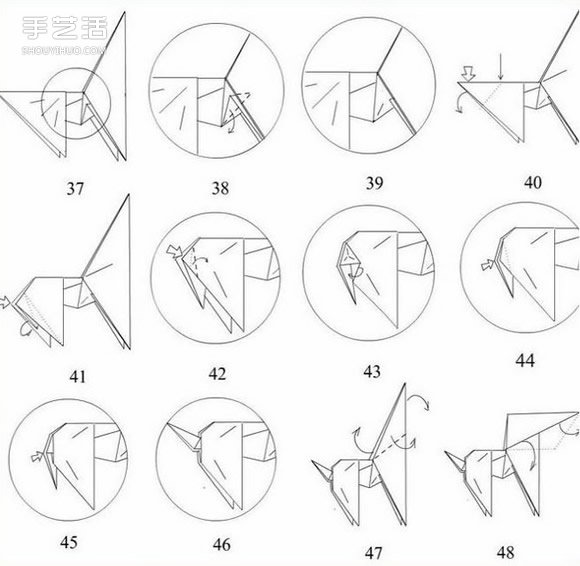 手工折纸马图解教程 立体马的折法详细步骤图