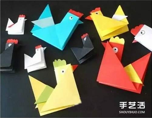 儿童折纸小公鸡方法 立体小公鸡的折法图解