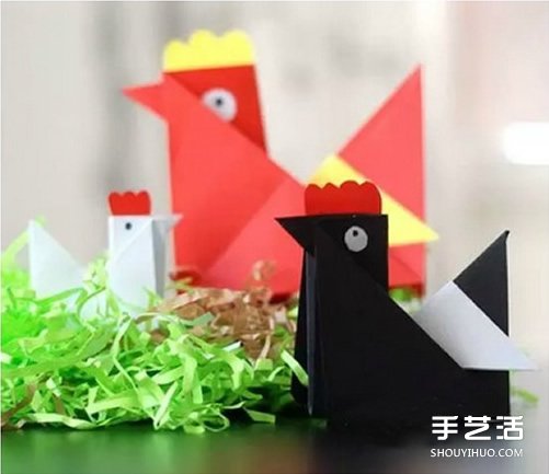 儿童折纸小公鸡方法 立体小公鸡的折法图解