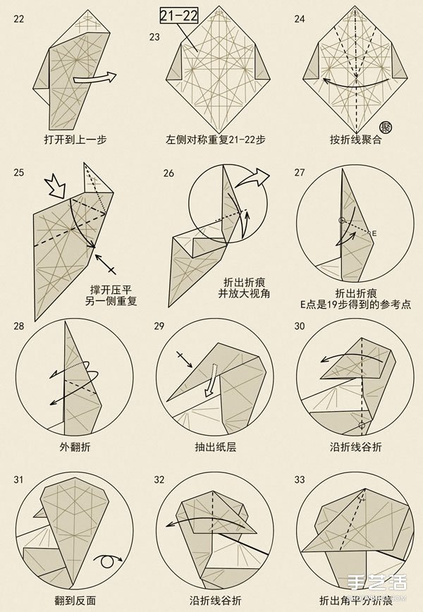 立体狮子折纸图解 手工立体狮子的折法教程