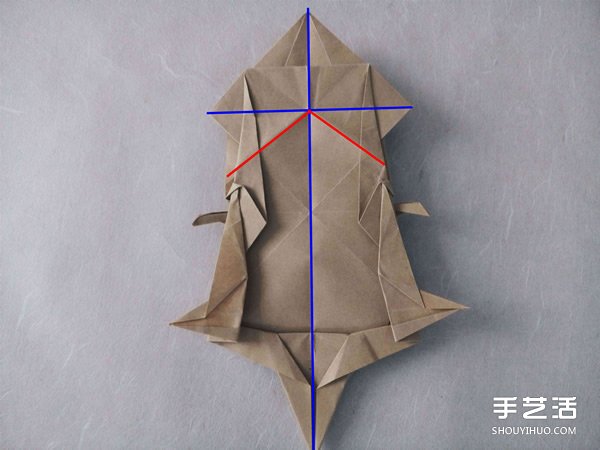 立体兔子的折法图解 复杂站立纸兔子折纸教程