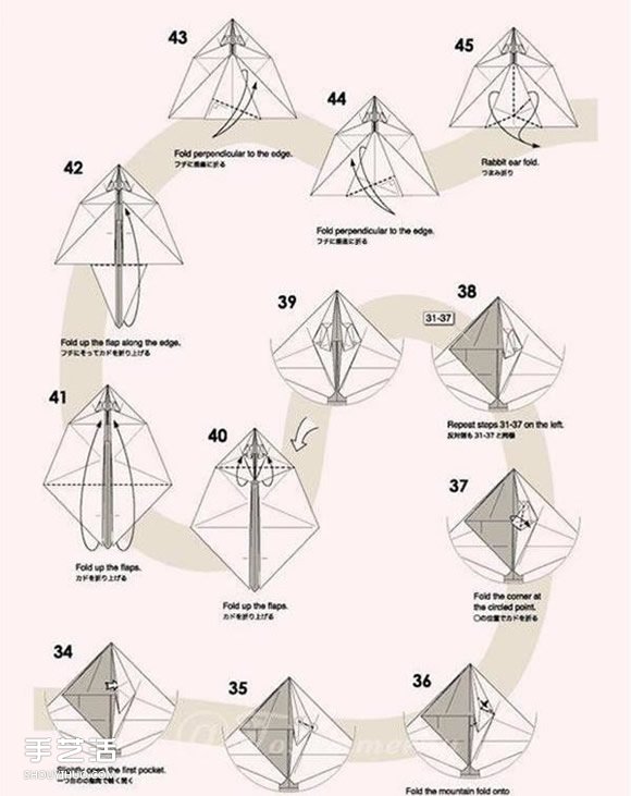 复杂花栗鼠的折纸方法 手工折纸花栗鼠详解