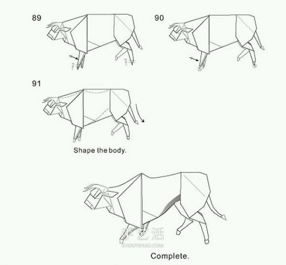 立体十二生肖牛的折法 逼真立体牛的折法图解