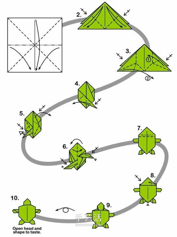 平面乌龟的折纸方法 简单小乌龟怎么折图解