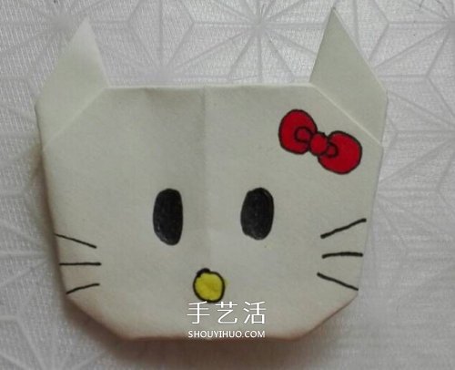 简单Hello Kitty折纸 儿童折凯蒂猫的教程