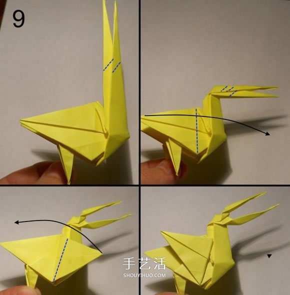 喜欢捕食鱼类的立体鹈鹕折纸方法图解