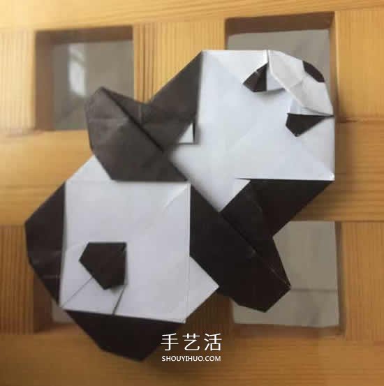 爬行大熊猫的折纸步骤图解 憨态可掬很可爱~