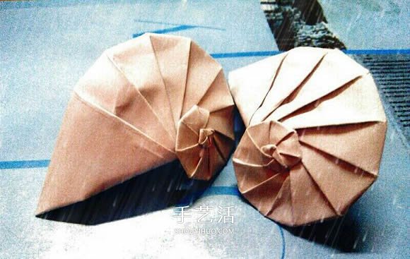 简单鹦鹉螺的折法图解 折纸海洋贝壳生物教程