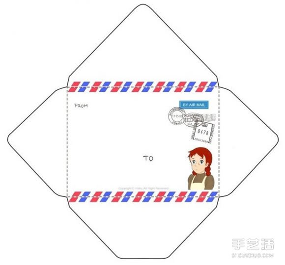 普通信封的折法图解 常见信封展开图模板