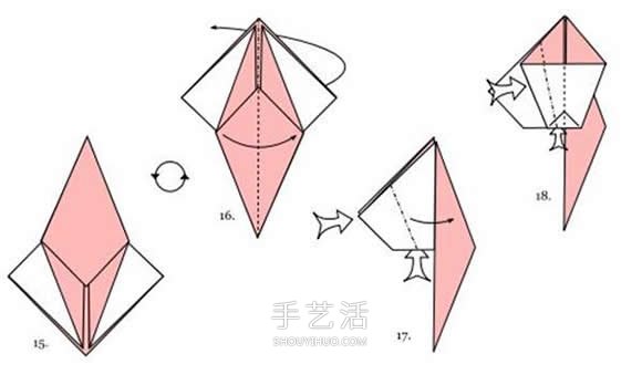 仿佛要展翅飞起！美丽千纸鹤的折法步骤图解