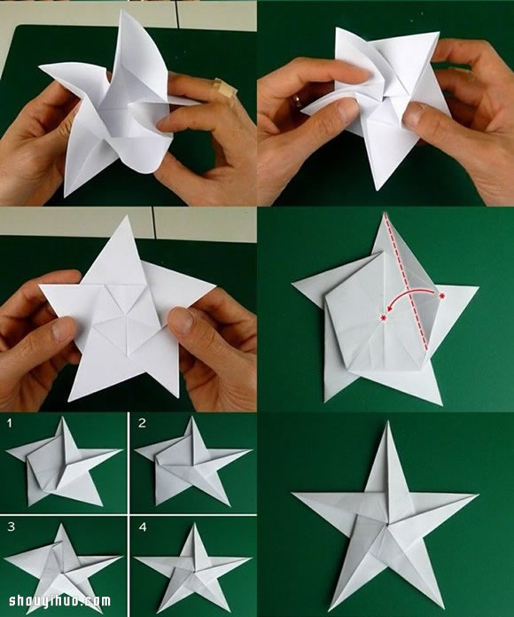 五角星折纸 一张纸折纸五角星星图解教程