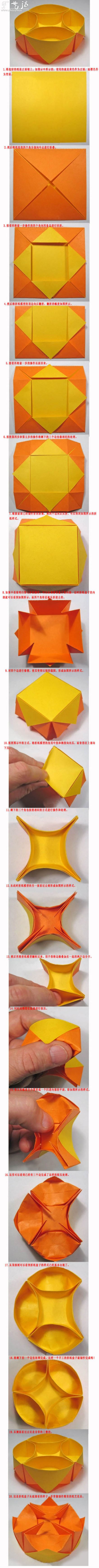 圆形空间收纳盒的折纸教程