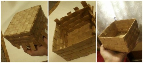 牛皮纸折纸手工制作圆形方形收纳盒图解