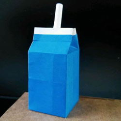 有趣的手工折纸教程 带吸管牛奶盒的折法图解